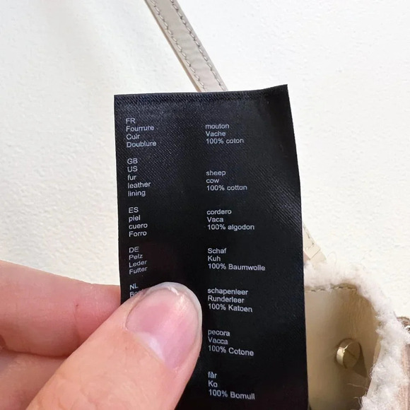 Maje Cream Sherpa Fringe Leather Suede Adjustable Designer Crossbody Bag NWT - Picture 8 of 10